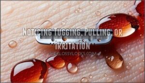 noticing tugging, pulling, or irritation