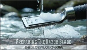 preparing the razor blade