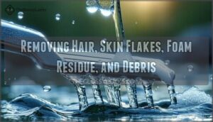 removing hair, skin flakes, foam residue, and debris