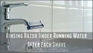 rinsing razor under running water after each shave