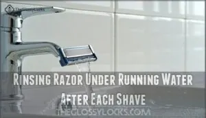 rinsing razor under running water after each shave rinsing razor under running water after each shave