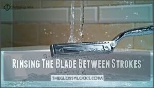 rinsing the blade between strokes