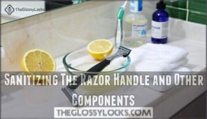 sanitizing the razor handle and other components