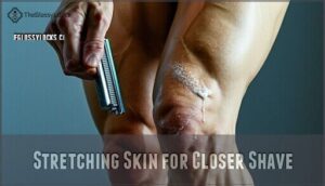 stretching skin for closer shave