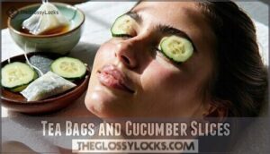 tea bags and cucumber slices