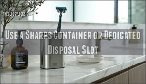 use a sharps container or dedicated disposal slot
