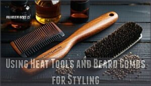 using heat tools and beard combs for styling