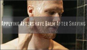 applying aftershave balm after shaving