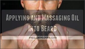 applying and massaging oil into beard