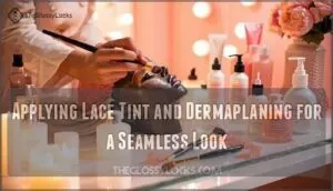applying lace tint and dermaplaning for a seamless look