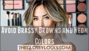 avoid brassy browns and neon colors
