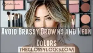 avoid brassy browns and neon colors