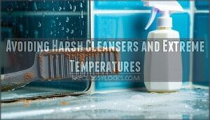 avoiding harsh cleansers and extreme temperatures
