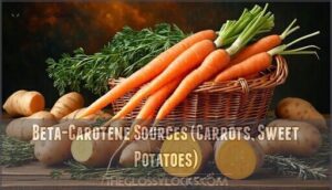 beta-carotene sources (carrots, sweet potatoes)