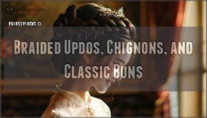 braided updos, chignons, and classic buns