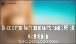 check for antioxidants and spf 30 or higher
