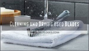 cleaning and drying used blades