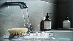 cleaning the brush