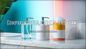 comparing gels, creams, and foams