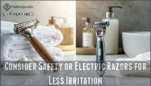 consider safety or electric razors for less irritation