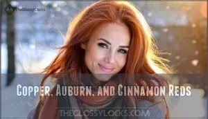 copper, auburn, and cinnamon reds