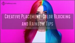 creative placement: color blocking and rainbow tips