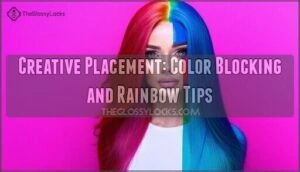 creative placement: color blocking and rainbow tips