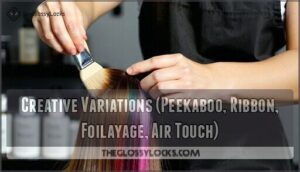creative variations (peekaboo, ribbon, foilayage, air touch) creative variations (peekaboo, ribbon, foilayage, air touch)