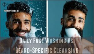 daily face washing vs. beard-specific cleansing
