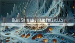 dead skin and hair follicles