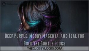 deep purple, moody magenta, and teal for bold yet subtle looks