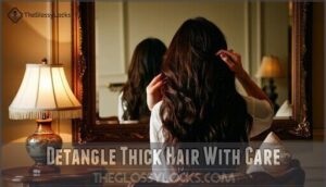 detangle thick hair with care