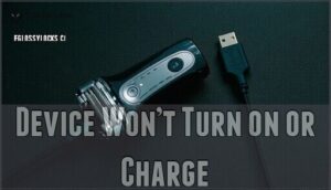 device won’t turn on or charge