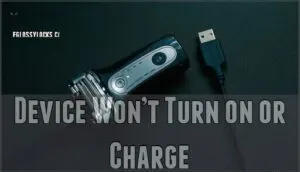 device won’t turn on or charge