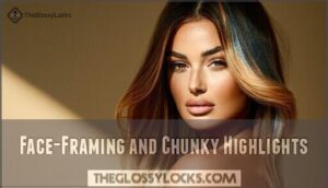 face-framing and chunky highlights face-framing and chunky highlights