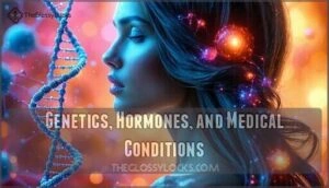 genetics, hormones, and medical conditions