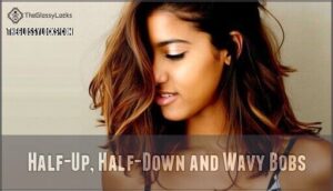 half-up, half-down and wavy bobs