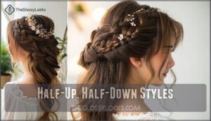 half-up, half-down styles