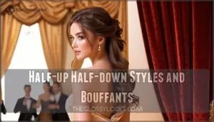 half-up half-down styles and bouffants