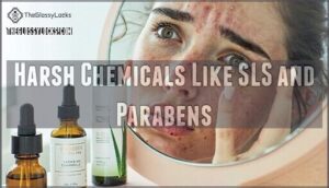 harsh chemicals like sls and parabens