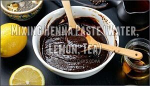 mixing henna paste (water, lemon, tea)