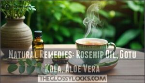 natural remedies: rosehip oil, gotu kola, aloe vera