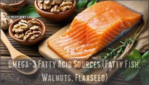 omega-3 fatty acid sources (fatty fish, walnuts, flaxseed)