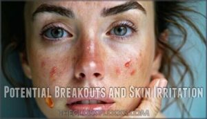 potential breakouts and skin irritation