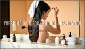 prepping hair for product application