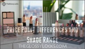 price point differences and shade range