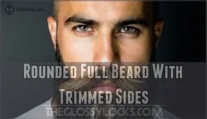 rounded full beard with trimmed sides