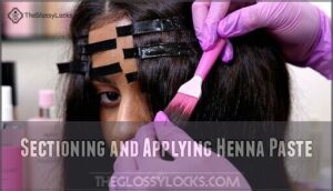 sectioning and applying henna paste
