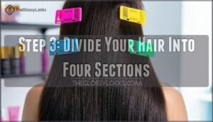 step 3: divide your hair into four sections