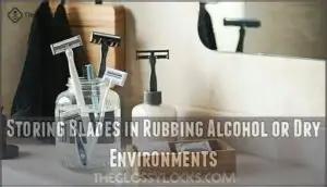 storing blades in rubbing alcohol or dry environments